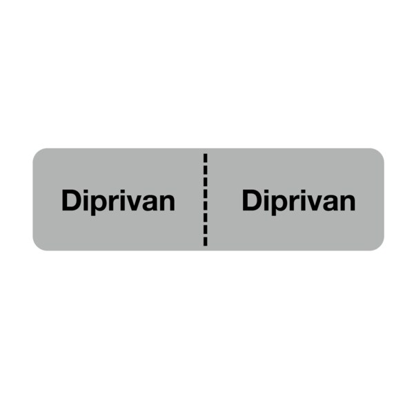 IV Drug Line Label - Diprivan/Diprivan 7/8" x 3" Gray w/Black